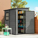 Outsunny Lean To Garden Shed, Plastic Tool Storage House W/ Lockable Door