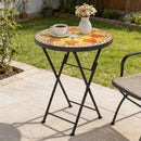 Outsunny Mosaic Garden Table, 35.5cm Folding Coffee Table, Yellow