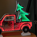 40cm Infinity Light up Christmas Truck Decoration with Red & Green LEDs on Wooden Base