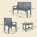 Outsunny 4 Seater Garden Furniture Sofa Set with Curved Seat, Grey