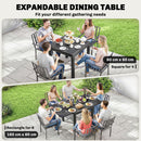 Outsunny Aluminium Extending Garden Table With Faux Wood Slatted Top, Black