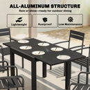 Outsunny Aluminium Extending Garden Table With Faux Wood Slatted Top, Black