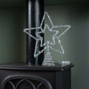 28cm Battery Powered Silver Christmas Star Tree Topper with Blue Multi-Action LEDs