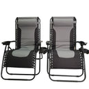 Luxury Padded Multi Position Zero Gravity Garden Relaxer Chair Lounger In Grey & Black
