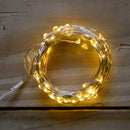 50 LED 2.5m Premier MicroBrights Indoor Outdoor Christmas Multi Function Battery Operated Lights with Timer on Pin Wire in Warm White