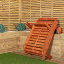 1.9m X 0.6m Outdoor Wooden Adjustable Foldable Sunlounger With Wheels