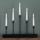 32cm Battery Operated Light Up Black Metal Christmas Candlebridge With 5 Warm White LEDs
