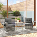 Outsunny Rattan Garden Sofa with Hidden Side Trays 2 Seater, Dark Grey