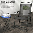 Outsunny Mosaic Garden Table, 35.5cm Folding Coffee Table, Navy Blue