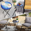 Outsunny Mosaic Garden Table, 35.5cm Folding Coffee Table, Navy Blue