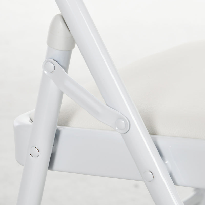 HOMCOM 2 Pack Padded Folding Chairs with Cushioned Seat and Metal Frame White