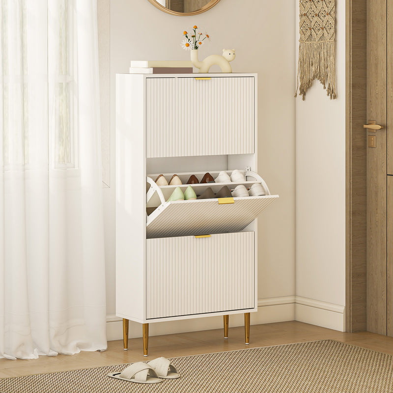 HOMCOM Slim Shoe Storage Cabinet with 3 Flip Drawers for Hallway
