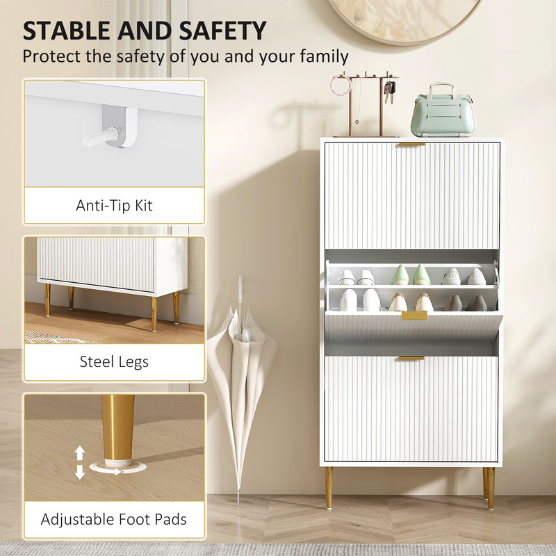 HOMCOM Slim Shoe Storage Cabinet with 3 Flip Drawers for Hallway