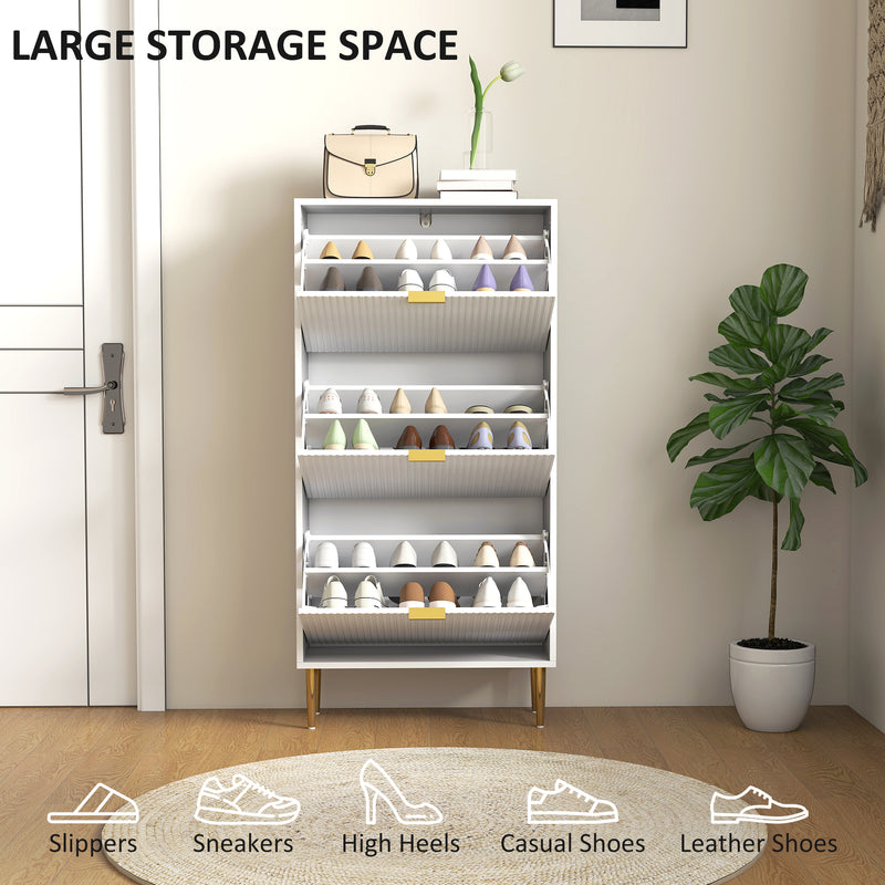 HOMCOM Slim Shoe Storage Cabinet with 3 Flip Drawers for Hallway