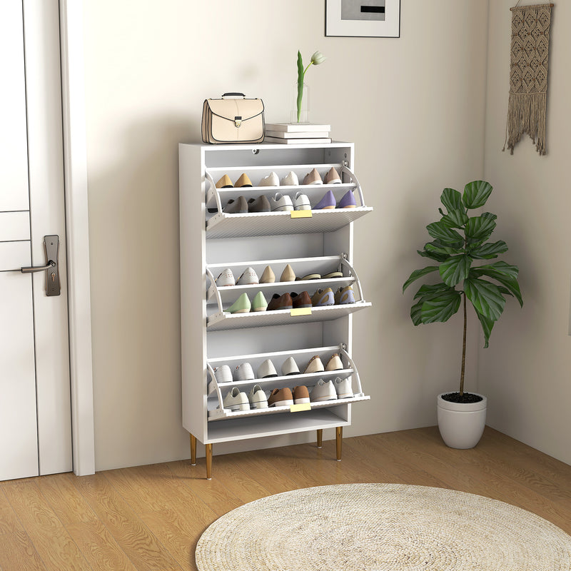 HOMCOM Slim Shoe Storage Cabinet with 3 Flip Drawers for Hallway