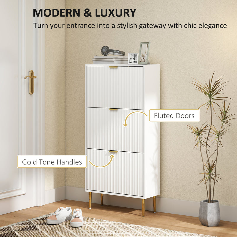 HOMCOM Slim Shoe Storage Cabinet with 3 Flip Drawers for Hallway