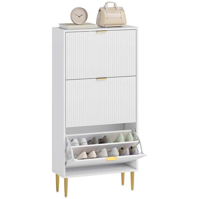 HOMCOM Slim Shoe Storage Cabinet with 3 Flip Drawers for Hallway