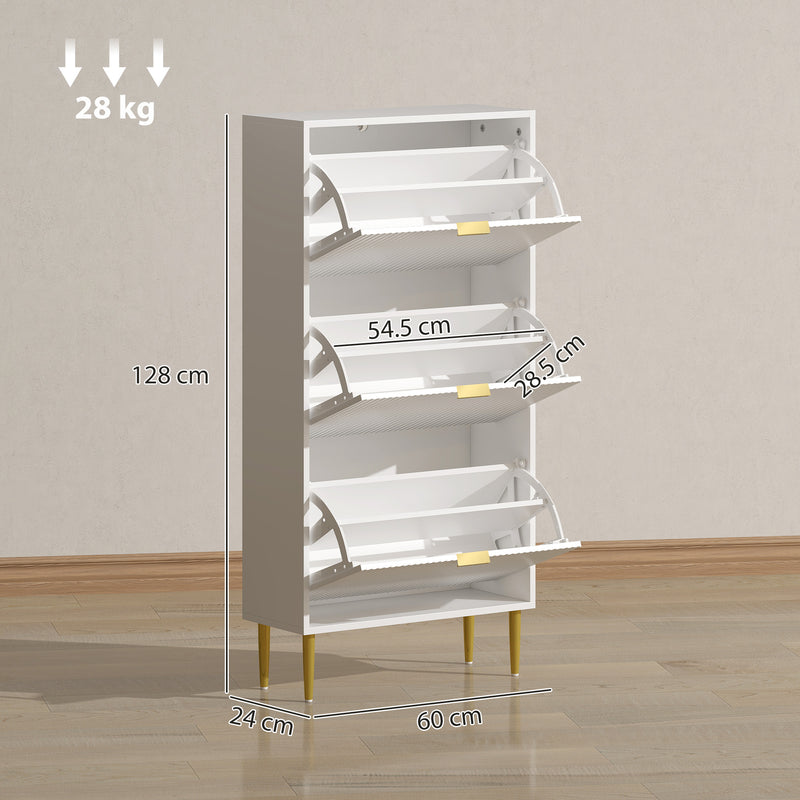 HOMCOM Slim Shoe Storage Cabinet with 3 Flip Drawers for Hallway