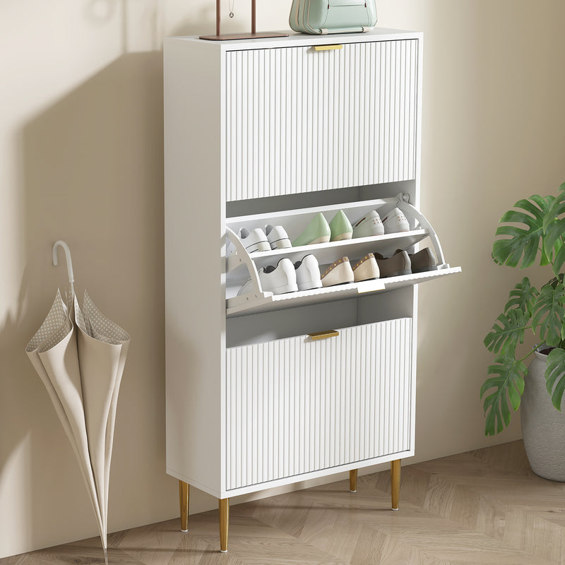 HOMCOM Slim Shoe Storage Cabinet with 3 Flip Drawers for Hallway