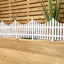33cm Set of 4 White Plastic Picket Fence Garden Edging with Wood Effect