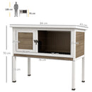 Pawhut Large Elevated Indoor Outdoor Wooden Rabbit Hutch w/ Asphalt Roof, Tray
