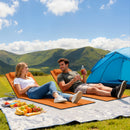 Outsunny 2 Pieces Outdoor Beach Mat Steel Reclining Chair Set Orange