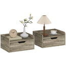 HOMCOM Floating Nightstands Set of 2, Nightstand with Drawer, Grey