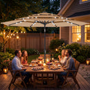 Outsunny 2.8 m Garden Parasol Umbrella with Light, Patio Umbrella, Khaki
