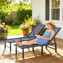 Outsunny Sun Loungers Set of 2, 5-Level Reclining Sunbeds, Dark Blue
