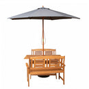 Outdoor 4 Person Folding Rectangular Wooden Garden Dining Table Benches Grey Parasol and Base Set