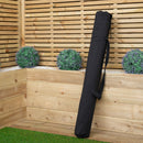 Outdoor 4 Person Folding Rectangular Wooden Garden Dining Table Benches Black Parasol and Base Set