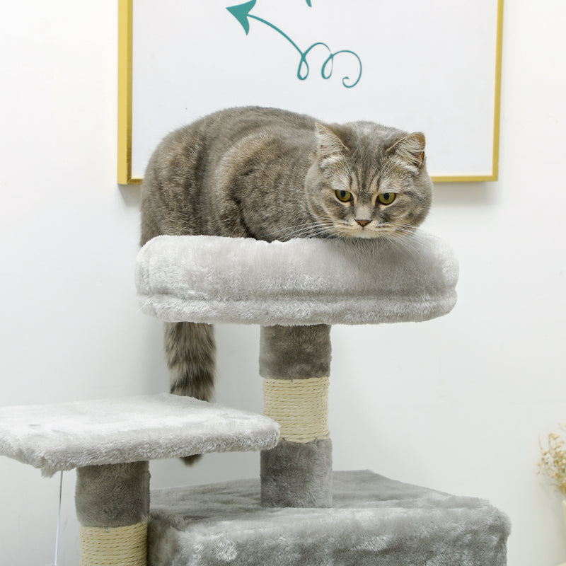 PawHut 132cm Multi-Activity Cat Tree w/ House, Bed, Ladder, Scratch Post - Grey