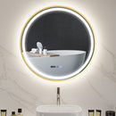 HOMCOM Illuminated Bathroom LED Mirror Round Wall Mounted Mirror Gold