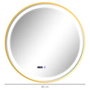 HOMCOM Illuminated Bathroom LED Mirror Round Wall Mounted Mirror Gold