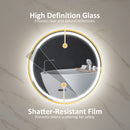 HOMCOM Illuminated Bathroom LED Mirror Round Wall Mounted Mirror Gold