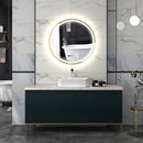 HOMCOM Illuminated Bathroom LED Mirror Round Wall Mounted Mirror Gold