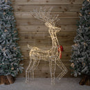 1.48m Light up Acrylic Christmas Deer Decoration with Red Bow and 940 Warm White LEDs