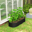 Outsunny Galvanised Raised Garden Bed Planter Box with Safety Edging, Black