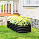 Outsunny Galvanised Raised Garden Bed Planter Box with Safety Edging, Black