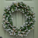 60cm Snow Tipped Christmas Wreath with 50 Warm White LEDs and 160 Bullet Tips