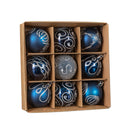 Set of 9 Shatterproof Deluxe Glitter Christmas Tree Baubles in Midnight Blue