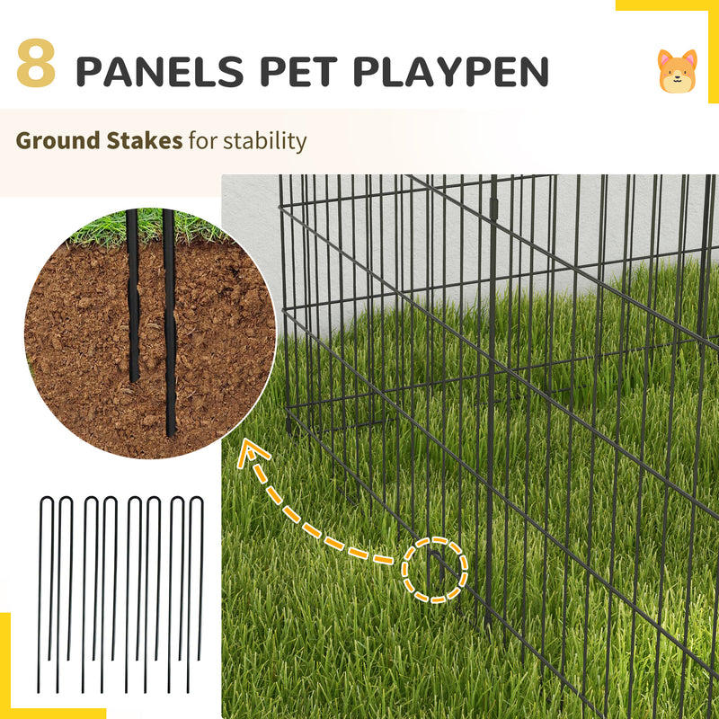 PawHut 8 Panel DIY Dog Pen With Door For Indoor/Outdoor Use, 76cm High