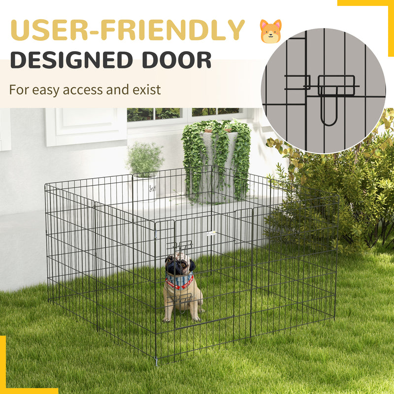 PawHut 8 Panel DIY Dog Pen With Door For Indoor/Outdoor Use, 76cm High