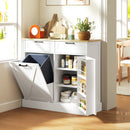 HOMCOM Sideboard with Trash Bin, Farmhouse Kitchen Sideboard with 2 Drawers