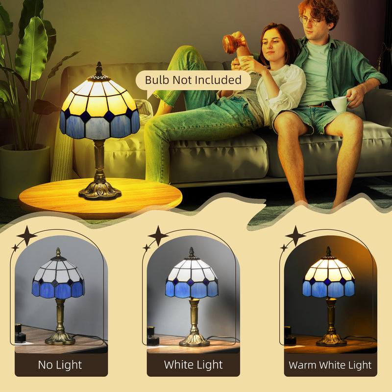 HOMCOM Antique Table Lamp, for Bedroom Bedside, Bulb not Included, Blue