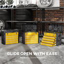 HOMCOM 4 Drawers Large Tool Box, Steel Toolbox With Handle