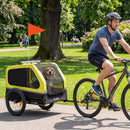 PawHut Dog Bike Trailer w/ Flip-Down Ramp Tailgate, Reflectors, Yellow