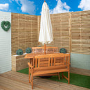 Outdoor 4 Person Folding Rectangular Wooden Garden Dining Table Benches Cream Parasol and Base Set