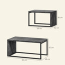 HOMCOM Coffee Tables Set of 2, Nest of Tables for Living Room, Dark Grey