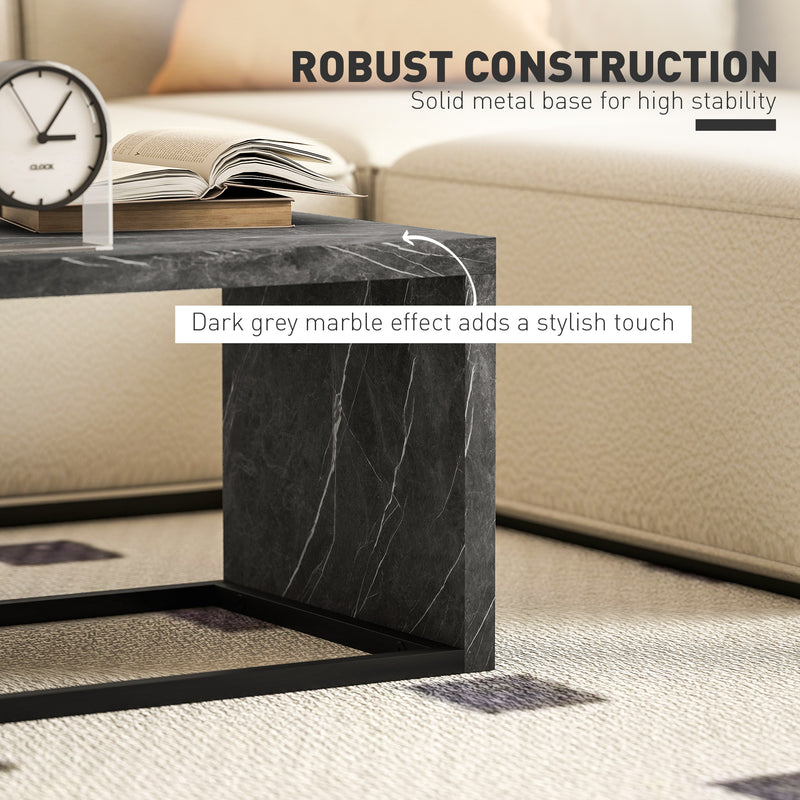 HOMCOM Coffee Tables Set of 2, Nest of Tables for Living Room, Dark Grey